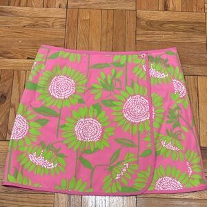 Lilly Pulitzer Pink and Green Floral Mini Skirt